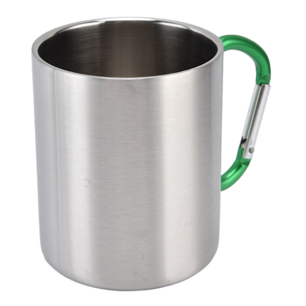 Rostfritt stål mugg 360ml Dubbelvägg Bekväm handtag Blank yta Utsökt Hållbar Rostfritt stål Kaffe muggGrönt handtag