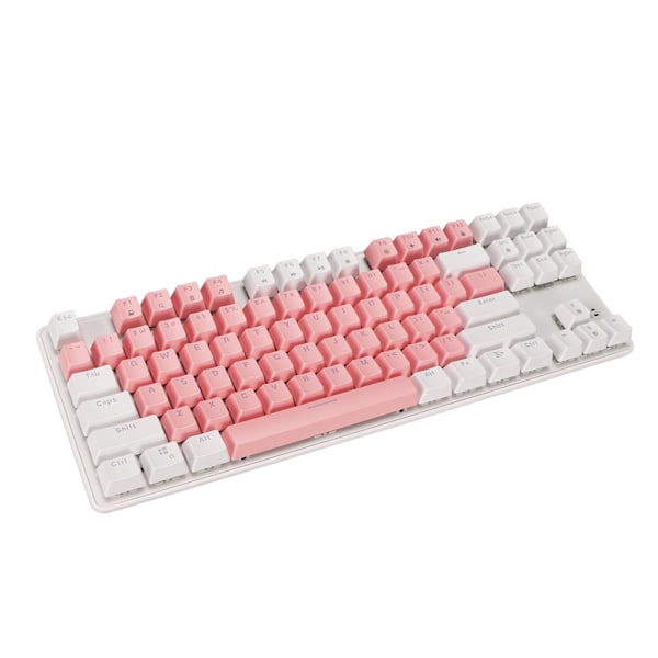 Mekanisk Gaming Tastatur 87 Nøgle Blå Switch RGB Baggrundsbelysning USB Kablet Mekanisk Tastatur til PC Bærbar Computer Desktop Computer Pink Hvid