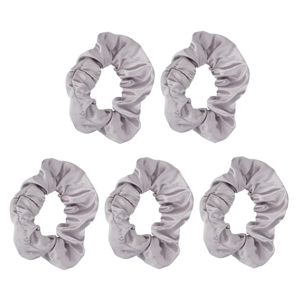 5 st lysande scrunchies, lysande grå satin elastisk glöd i mörkret hår scrunchy för kvinnor