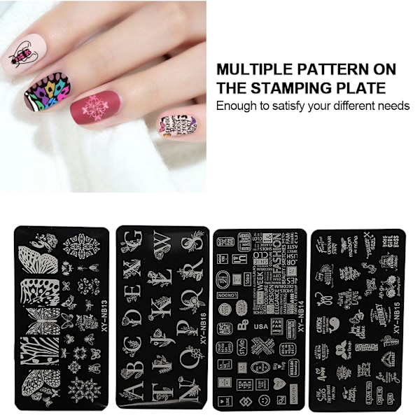 Neglestempling plader Stencils Mønster DIY Negle Printing Stempling skabelon Manicure Tool13-16