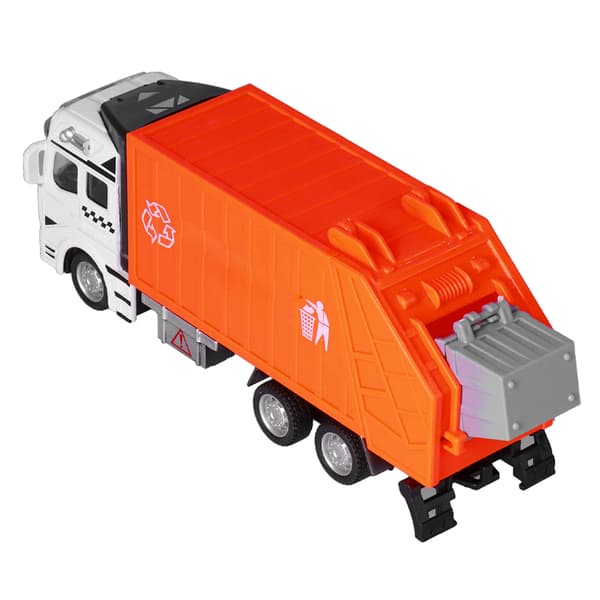 1:48 Pull Back Sopbil Leksak Legering Plast Leverans Sopbil Fordon Leksaker Dekoration för Pojkar Orange