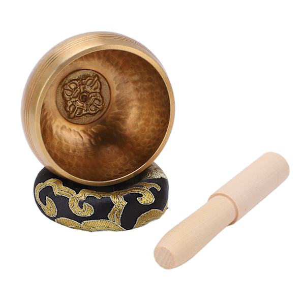 Sångskål Hand hamrande platt botten Lugn känsla Fridfull röst 8 cm kaliber Meditations Yogaskål för avkoppling