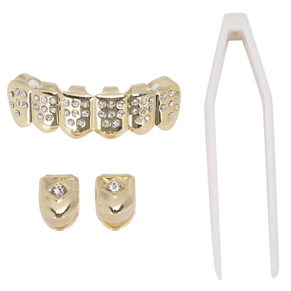 Plating Teeth Brace Set Fashionable Metal Gold Teeth Decoration Jewelry for Halloween PartyGold