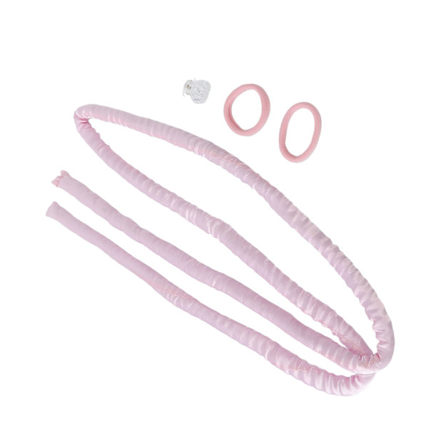 Pink Heatless Curling Sæt Hårstang Højkomfort Stof Pandebånd Clips DIY Curls Roller til at sove