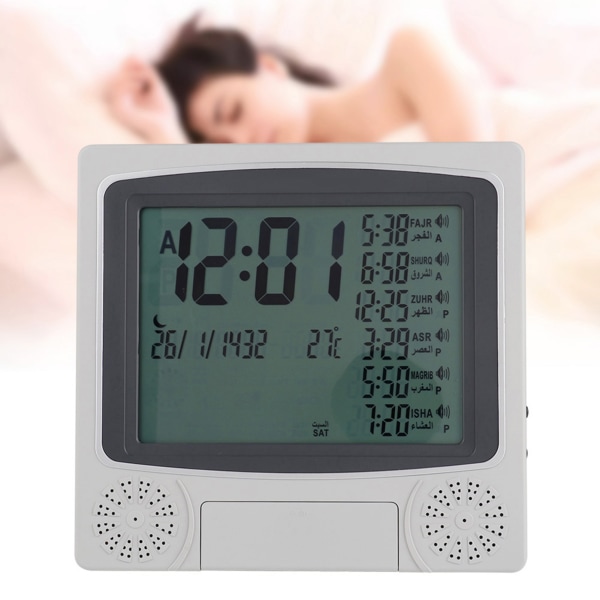 Azan Clock Prayer Timer Digital Bordklokke Mulsim Bønnealarm (Ingen batteri)