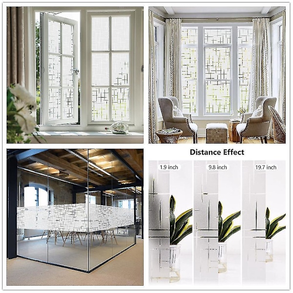 Fönsterfilm med frostad yta för integritet - Självhäftande ogenomskinlig glasfilm för badrumsduschdörr 60x200cm Blå