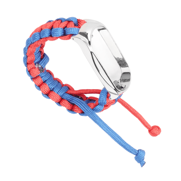 2 i 1 flettet løkkearmbånd til Mi Band 7 Justerbar stretchy nylon åndbar sportsrem med metalramme Blå Rød