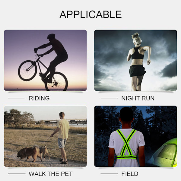 Reflekterande väst Justerbar elastisk säkerhetsväst Rem för löpning Cykling Jogging Grön