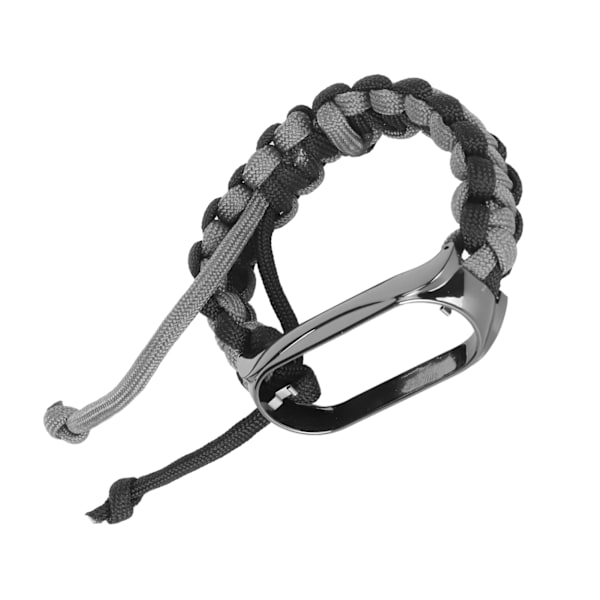 2 i 1 flettet løkkearmbånd til Mi Band 7 Justerbar strækbar nylon åndbar sportsrem med metalramme Sort grå
