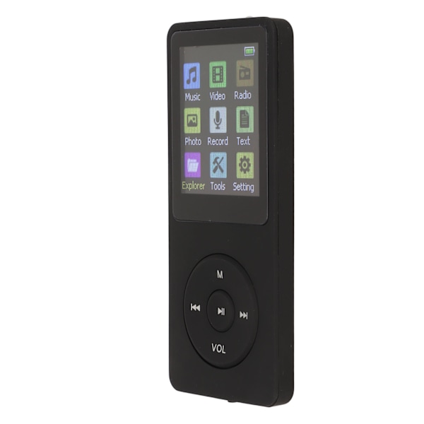 Digital musikafspiller 1,8 tommer LCD-understøttelse Lille hukommelseskort Ultratynd MP3 MP4-afspiller med tilbehør Sort