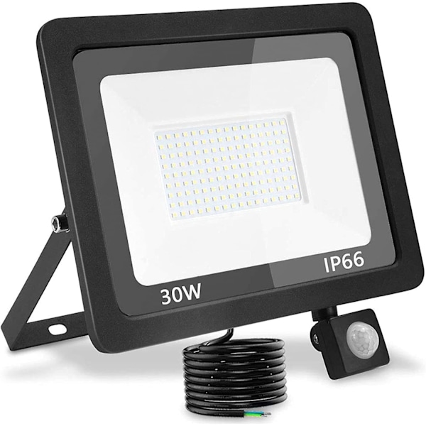 Ulkokäyttöön tarkoitettu LED-valonheitin liiketunnistimella 30W, 3000LM LED-valonheitin, lämmin valkoinen 3500k IP66 vedenpitävä ulkokäyttöön tarkoitettu LED-kohdevalaisin puutarhaan, autotalliin, pihalle
