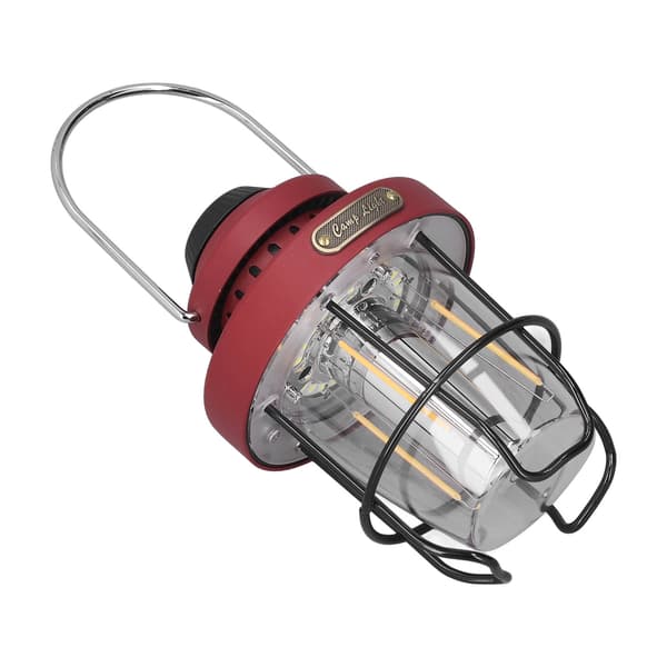 Campinglanterne Retro USB-lading 3 lysmoduser IPX4 vanntett campinglys for utendørs rød