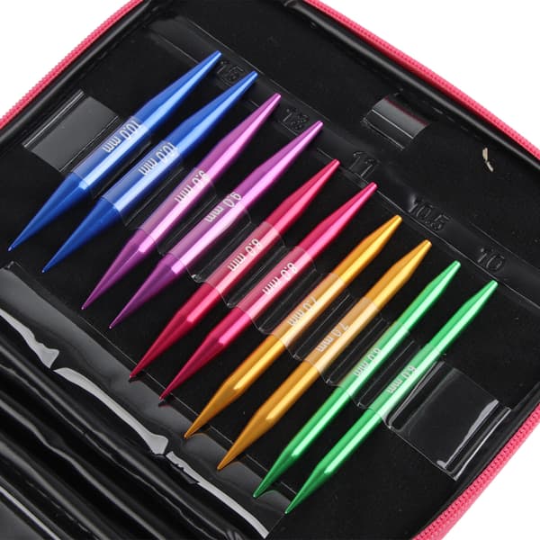 Utskiftbara stickor set Färgglada aluminium rundstickor set för DIY hantverk