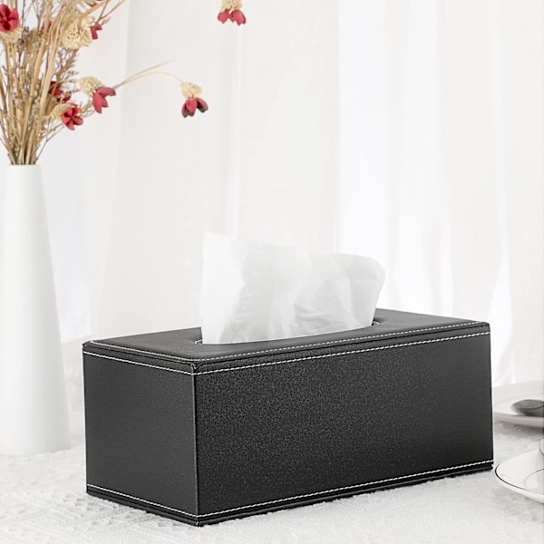 Läder Tissue Box Holder - Rektangulärt Pappersfodral för Hem, Kontor, Bil Dekoration