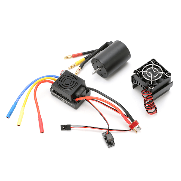 3650 3100KV Vattentät 4-polig Borstlös Motor 60A ESC Kylfläns Combo Set för 1/10 RC Bil