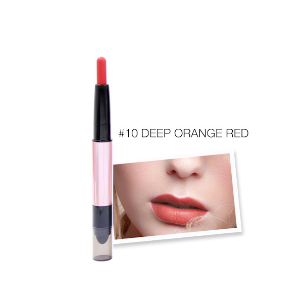 Dobbelthodet matt lipgloss leppestift langvarig vanntett leppestift 10#