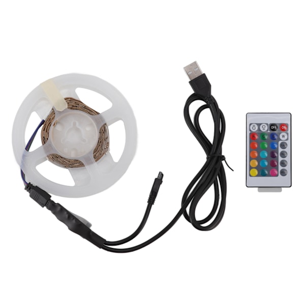 RGB LED -nauhasarja 5V USB RGB LED -nauhasarja Bluetooth-sovelluksen ohjauksella 24 näppäimen IR-kaukosäädin juhliin baariin häihin 5m / 16,4 jalkaa