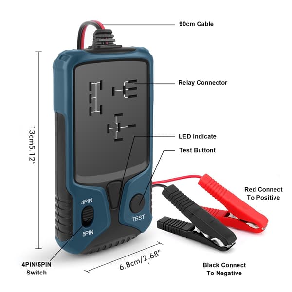 12V Bilrelé-tester Batteritester Bil Elektronisk Relé-tester LED-lysindikator Bilbatterikontroller