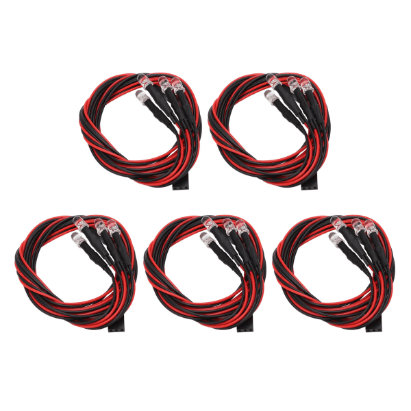 5 set 4 LED RC-billjus Hög ljusstyrka Diameter 5 mm Vitt rött ljus RC LED-ljussatser för modifierade strålkastare
