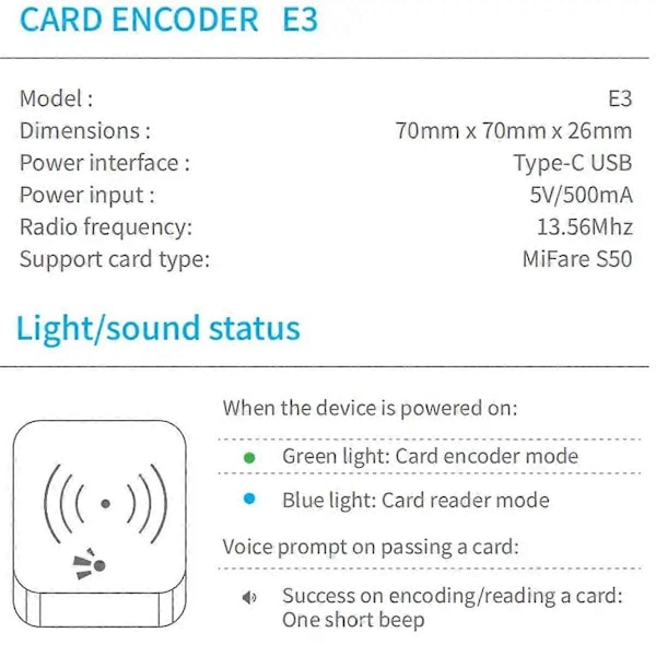 TTLOCK Smart Card Encoder NFC 13.56M M1 IC-kortläsare