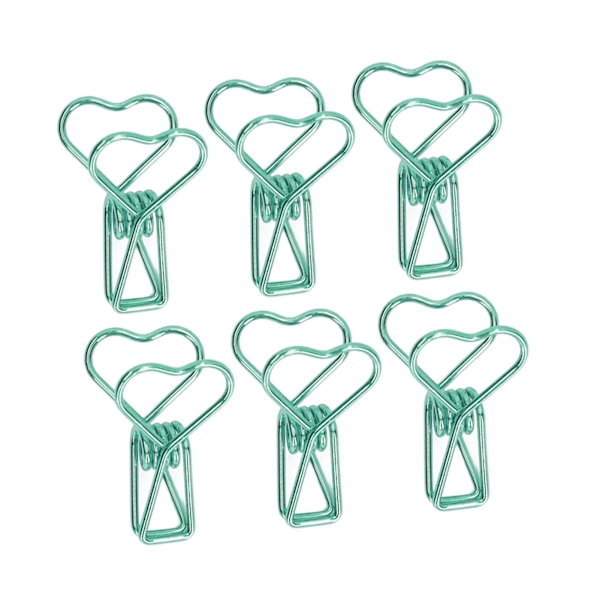100 kpl Binder Clips Söpö Sarjakuva Sydän Muoto Metalli Ontto Pitkä Häntä Klipsit Paperi Puristimet Toimistotarvikkeet Vihreä