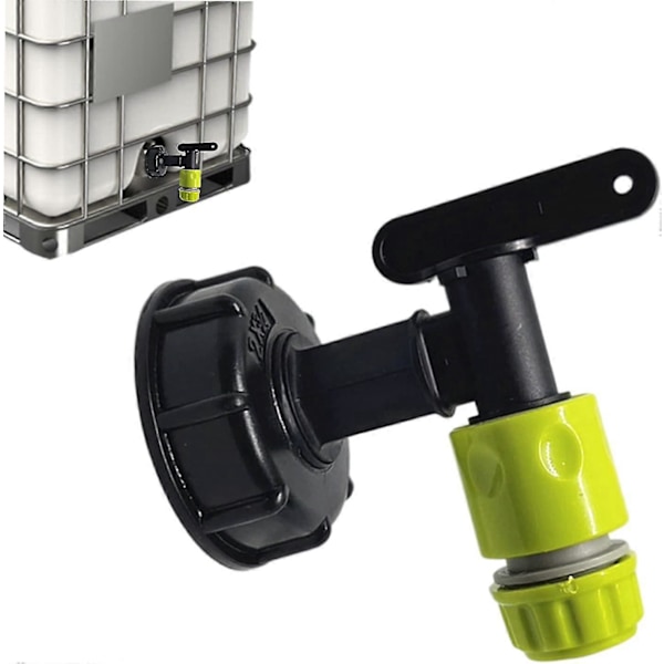 1000l Plasttankhane med haveslangekobling, IBC tankhaneadapter, 3/4 tommer gevindkobling til regnvandsopsamler