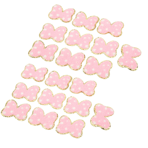 20 st Rosett Stryk på Patches Mode Rosa Söt DIY Rosett Sy Broderi Chenille Patches för ryggsäckar Kläder Jackor
