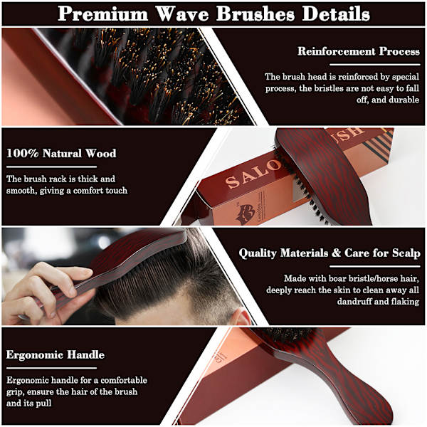 Wave Brush - 100% vildsvinsborst, brunt