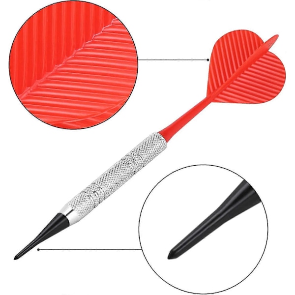 Dartset med plastspets 12 st Mjuka dartpilar, Bar Dart Fäst Extra 100 Svarta Ersättnings zd QE2024