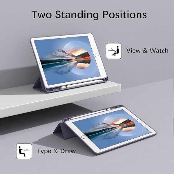 Lavendel Lilla, Beskyttende Etui til iPad10.2/iPad10.5/iPad9/iPadAri3, Tyndt og Blødt Tri-fold Stand Smart Etui, Automatisk Sleep/Wake Up Etui med Pen