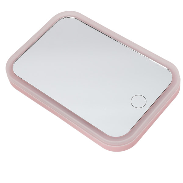 Opplyst sminkespeil Rosa LED Touch Control Firkantet speil Skrivebordsutfylling Justerbar lysstyrke Rotativt sminkespeil