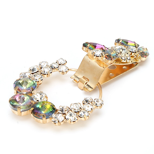 Rhinestone Crystal Buckle Flower Round DIY Kläder Sy Dekoration Tillbehör Flame Färgglada Rund