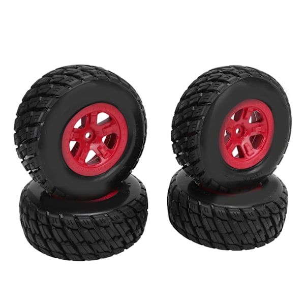 4 kpl RC Short Course -kuorma-auton renkaat Vaihda vakaa Helppo käsitellä RC-kuorma-auton renkaat 1/10 Short Course -kuorma-autolle Punainen
