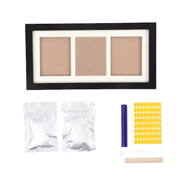 Baby Handprint Footprint Kit Rustik Stil Dekorativ 3 Galler Komposit Trä Tall Träram Baby Hand Footprint Kit Svart Fotoram Vit Lera