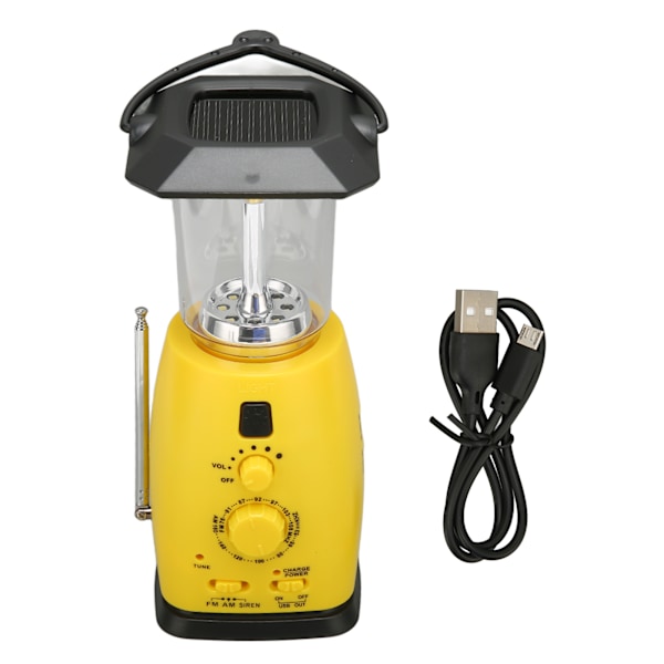 Solardriven handvev AM FM-radio - Bärbar solnödradio med LED-lampa för utomhusbruk