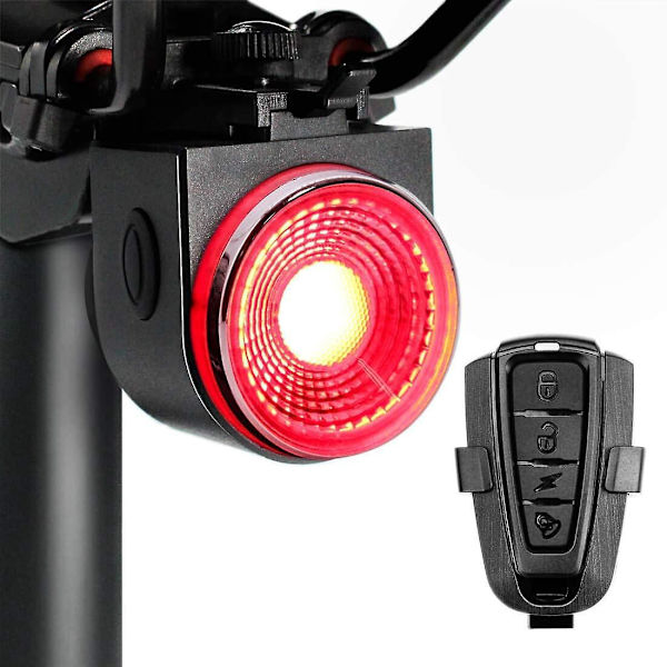 Smart Cykel Baglygte: USB Genopladelig Bagbremselygte med Trådløs Tyverialarm