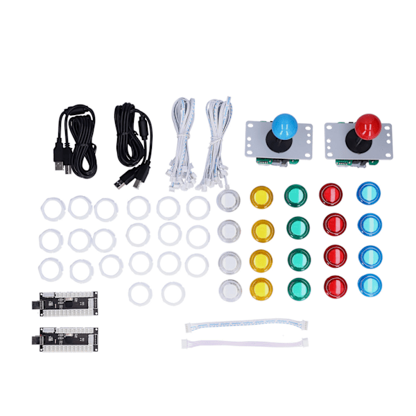 QM070906 Tvåspelarversion Arkadspel DIY-kit LED-knapp 8-vägs joystick för Windows Arkadspel
