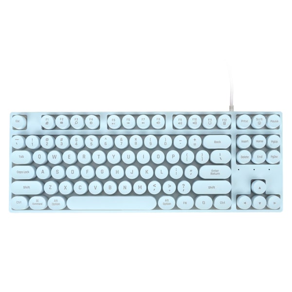 Gaming Keyboard USB Rund 87 nøkler Fargerikt Bakgrunnsbelyst Ergonomisk Mekanisk Touch Kablet tastatur for stasjonær bærbar PC Blå