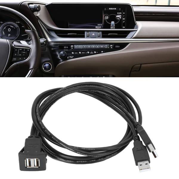 USB 2.0 Forlengelseskabel Dobbel Grensesnitt Vanntett Bil Dataoverføring Dashbord Adapterledning 1M/3.3ft