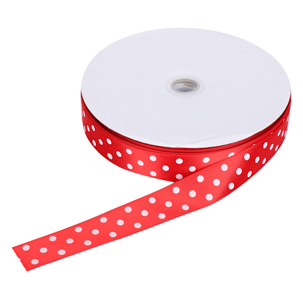 Satängband Polka Dot Tryckt Hårrosetter Presentinslagning Slips DIY Hantverksverktyg 100 Yards 2.5cm Röd