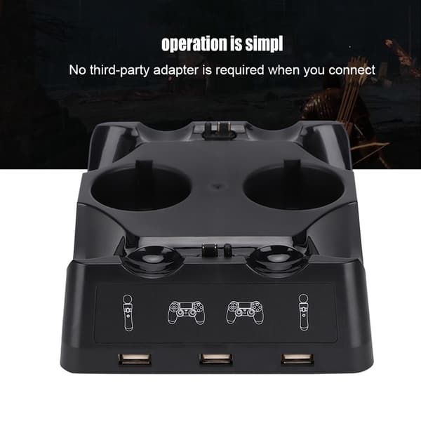 Multifunksjonell lader for PS4/PS4 MOVe PS4 VR-kontroller fire ladestasjon