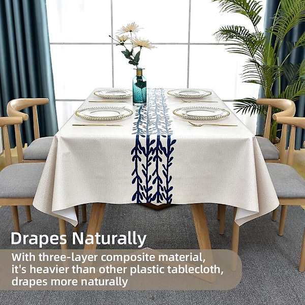 Vattentät PVC-plastduk - Avtorkbar bordsduk för kök, picknick, inomhus/utomhusbruk (rotting, 140x200)