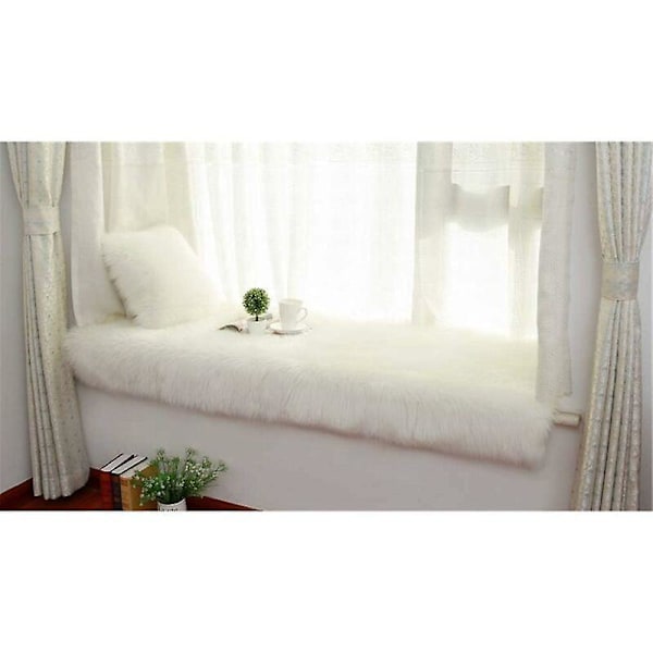 Pudebetræk, Faux Fur Deluxe Dekorativ Sofa Soveværelse Seng Super Blød Plys Mongolia Pudebetræk 45X45cm (Hvid)