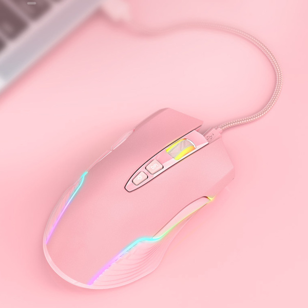 Trådløs Mus USB Oppladbar Ergonomisk Trådløs Spillmus for Bærbar PC Datamaskin Rosa