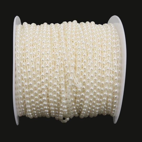 4mm 50m Faux Perleperlesnor Kunstig Perlepynt DIY Bukett Klær Materiale
