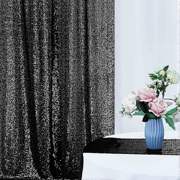 8,5 m - 2 stk. Sorte Paillet Baggrunds Gardiner Paneler, Fotografi Baggrund Glitter Gardiner