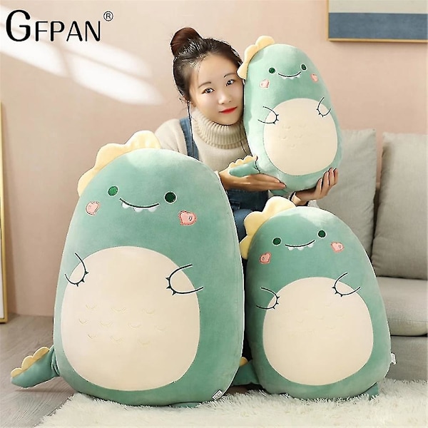 Kawaii Animal Fat Dinosaur Shiba Inu Dog Pillow Plush Toy - Søt Mus Kanin Dukke for Jenters Seng 80cm Gris