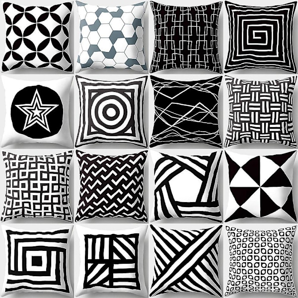 Sett med 16 stk Putetrekk Enkle Firkantede Putetrekk Dekorasjon for Sofa Stue Soverom Kontor 45x45cm