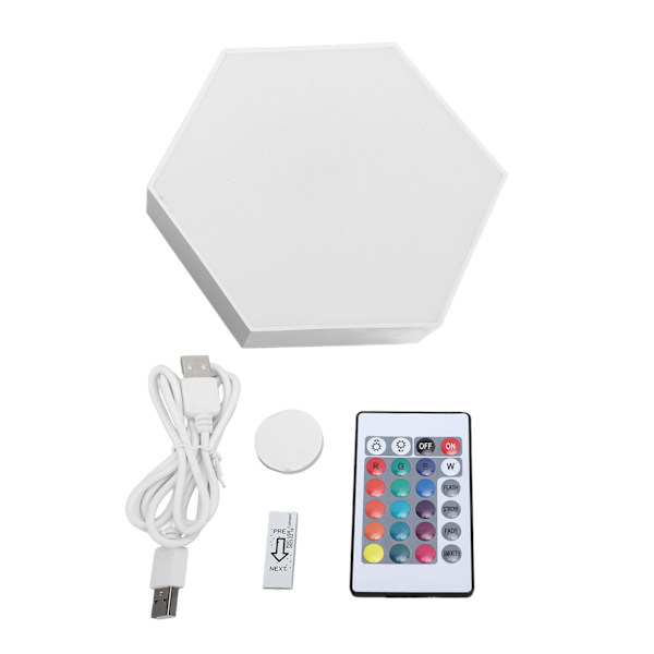 Hexagonala ljus, beröringskänslig fjärrkontroll, färgade LED-lampor, energibesparande, snygg RGB-hexagonvägglampa för sovrum, barnrumsdekor