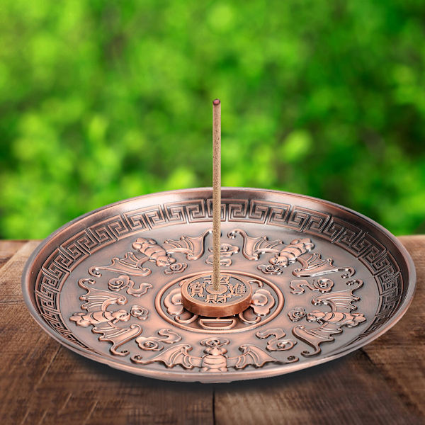 Røkelsesholder Five Blessing Plate Stick Brenner Stativ Lilla Bronse Sink Legering Hjem Tilbedelse